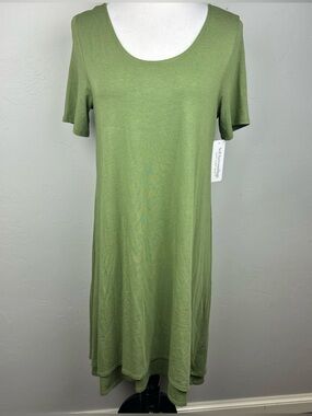 Soft Surroundings Camille Pima Cotton Modal Midi T-Shirt Dress Loden Green M NWT